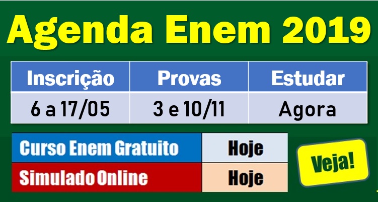 Inscrições para o Enem 2019 iniciam na segunda (06) e vão até dia 17 de maio