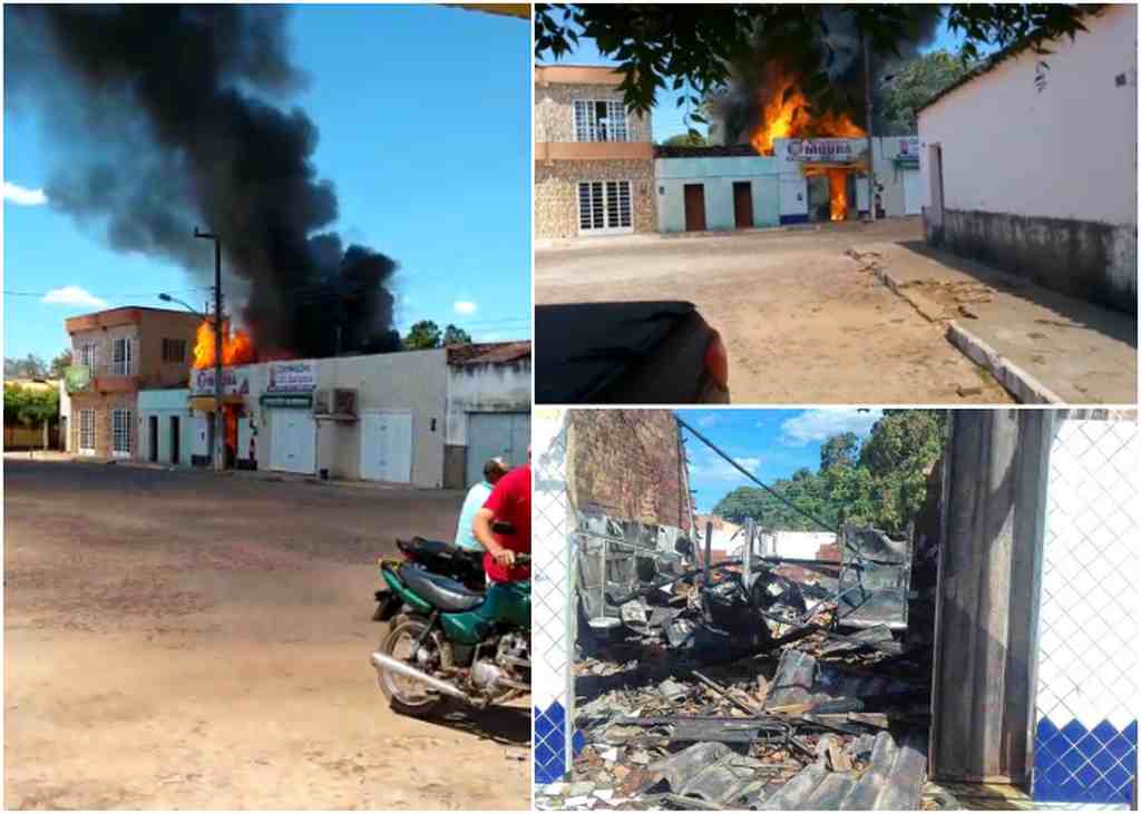 Incêndio destrói mercado no centro de Santa Luz-PI