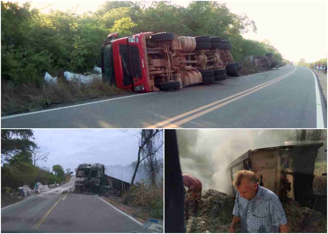 Duas carretas tombam em menos de 24/hs na BR-135 no Sul do Piauí