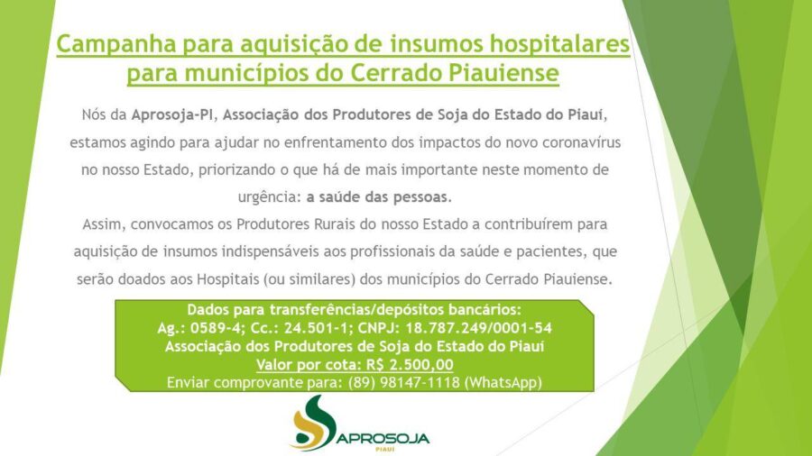 Aprosoja-PI realiza campanha para aquisição de insumos hospitalares para municípios do Sul do Piauí