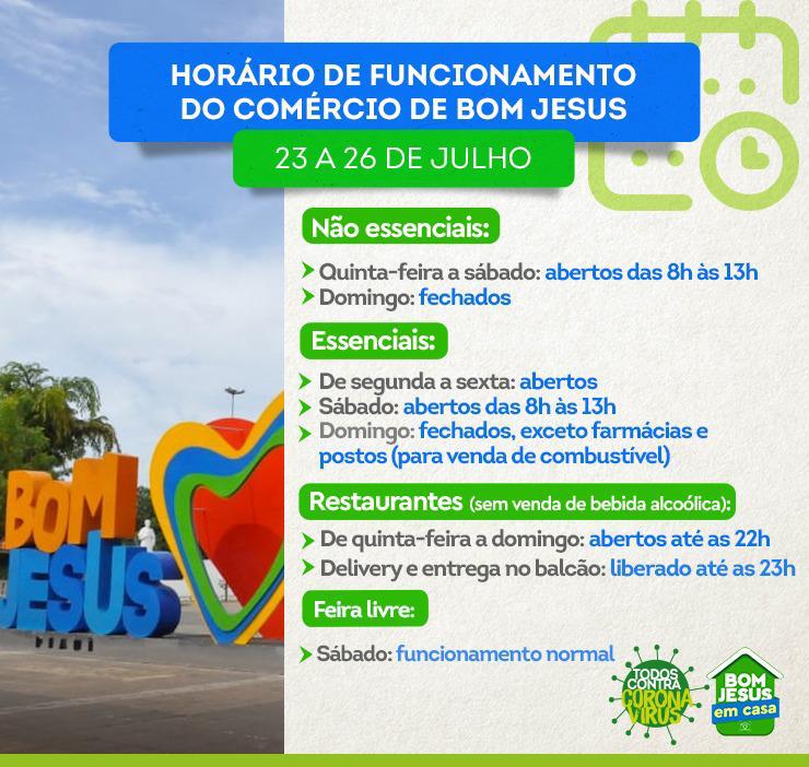 Prefeitura de Bom Jesus anuncia novas medidas de flexibilização do comércio: veja o que pode abrir
