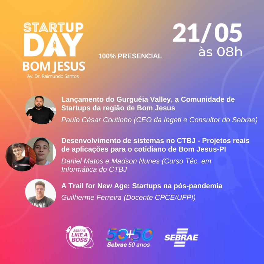 Sebrae realiza 'Startup Day' neste sábado (21), em Bom Jesus