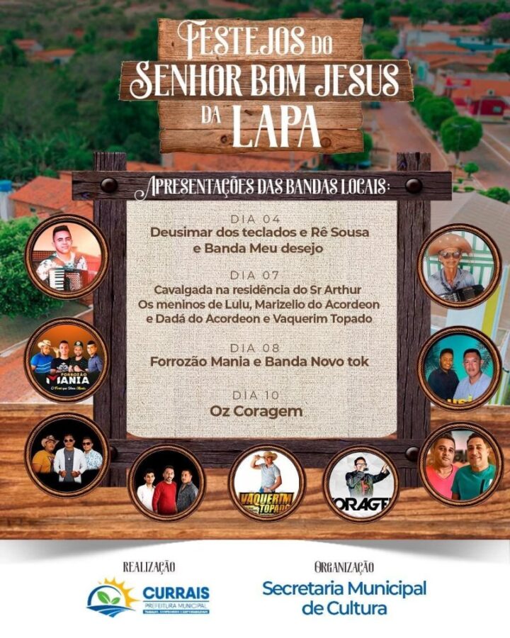 Prefeitura de Currais divulga programação de eventos durante Festejos