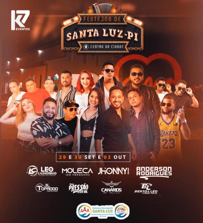 Prefeitura de Santa Luz divulga programação dos Festejos; confira as atrações