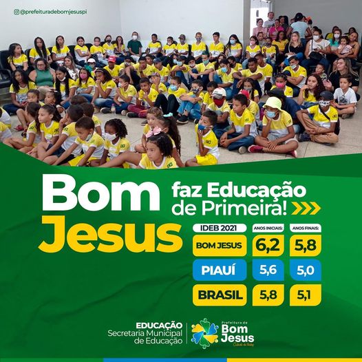 Bom Jesus fica entre os municípios piauienses com melhor desempenho no Ideb 2021