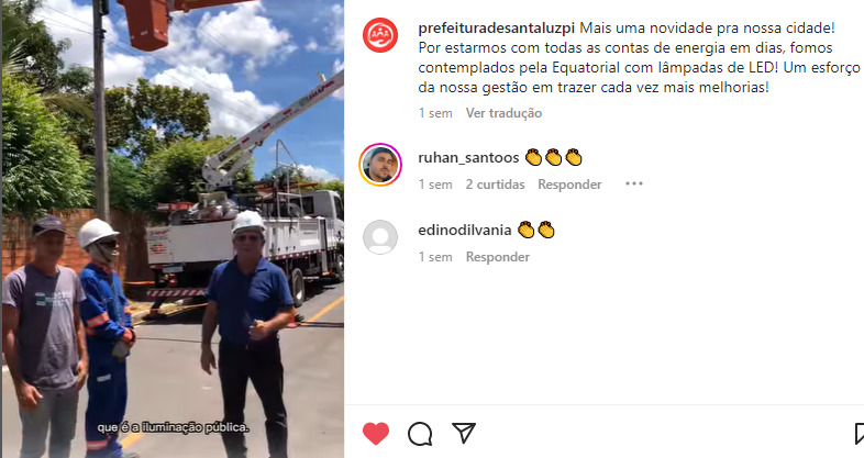 Prefeitura de Santa Luz entrega iluminação em Led