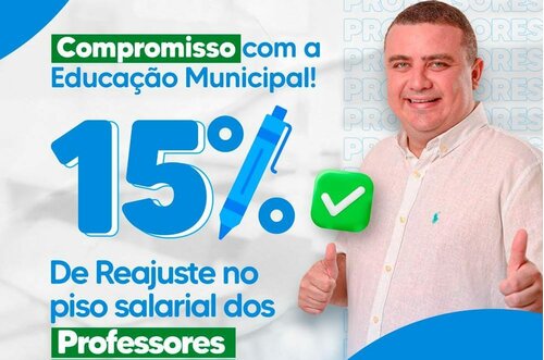 Prefeito de Bom Jesus confirma reajuste de 15% no piso salarial dos professores municipais