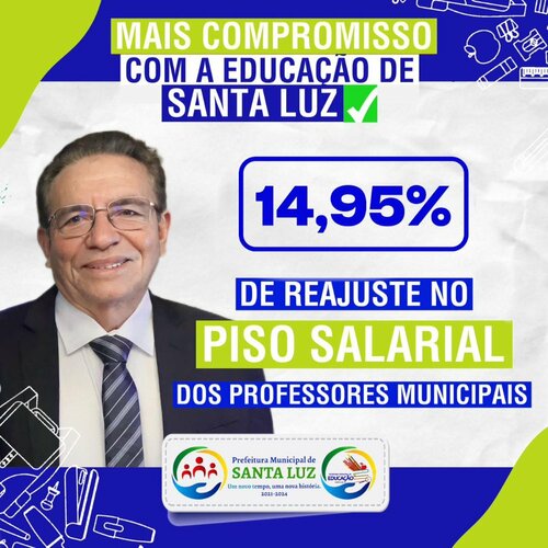 Prefeitura de Santa Luz confirma reajuste no piso salarial dos professores