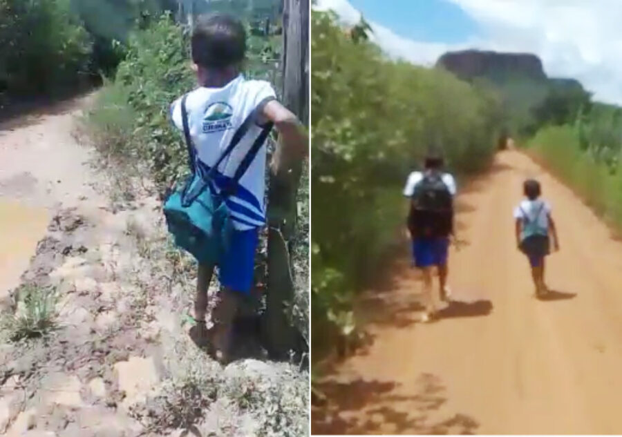 Por falta de ônibus, alunos andam 15 km para chegar a escola em Curimatá