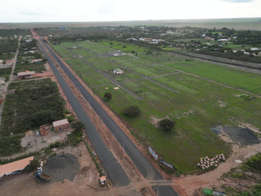 Obras de asfaltamento, Nova Santa Rosa, Uruçuí-PI (Foto aérea: Netto Fotografia)