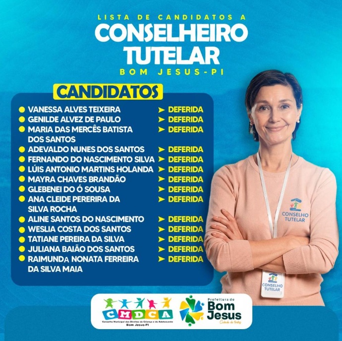 Conselho Tutelar de Bom Jesus divulga lista de candidaturas deferidas