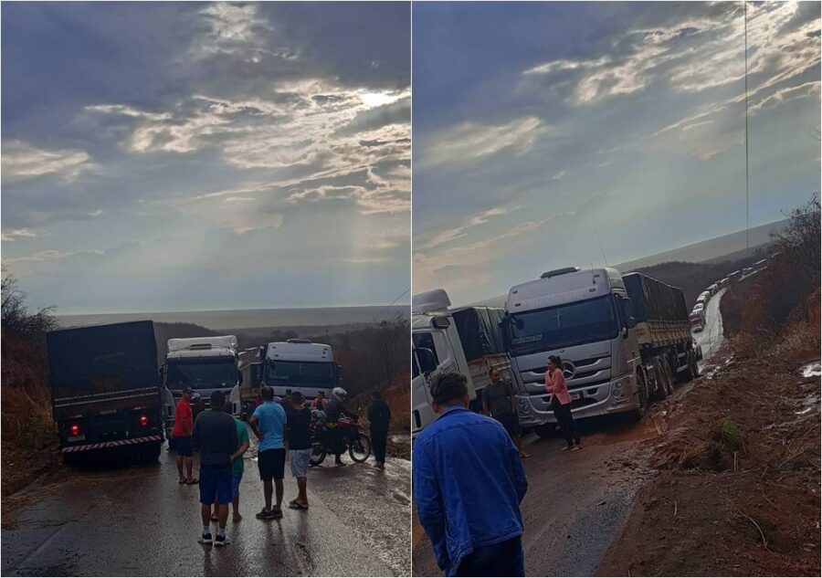 Vídeo: buracos na PI-141 gera engarrafamento quilométrico no Sul do Piauí
