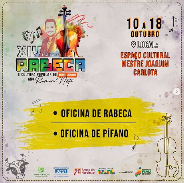 14º Festival de Rabeca de Bom Jesus, homenageia o ex-vereador Ramon Neto; (programação)