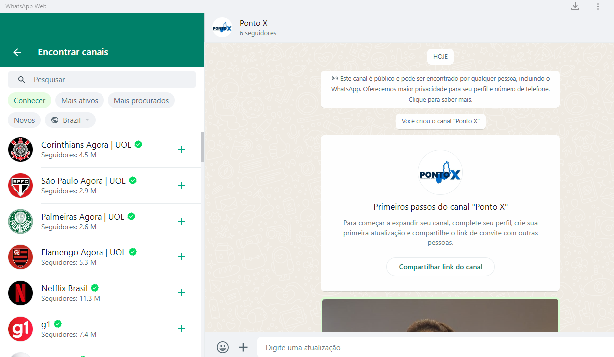 Ponto X está nos Canais do WhatsApp; veja como participar