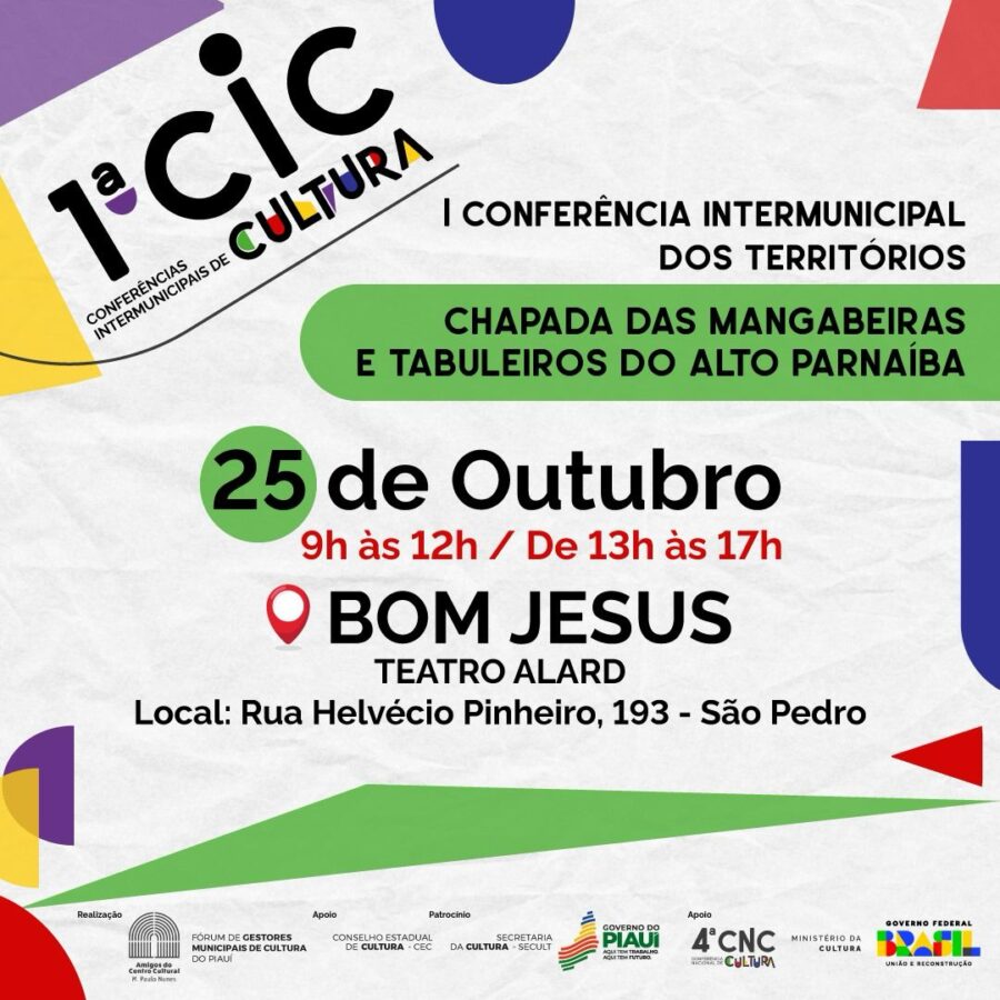 Bom Jesus sediará 1ª Conferência Intermunicipal de Cultura nesta quarta (25)