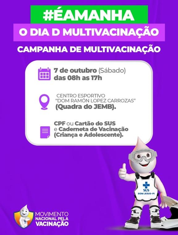 Bom Jesus realiza Dia 'D' da Multivacinação; veja cronograma