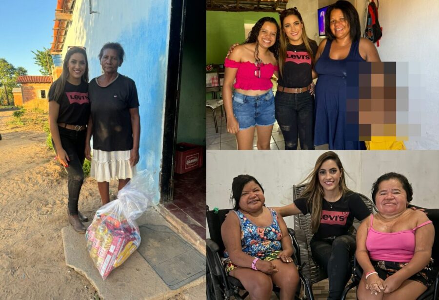 Influencer Maria Íris Martins realiza ação solidária distribuindo "Cestas Básicas" em Bom Jesus