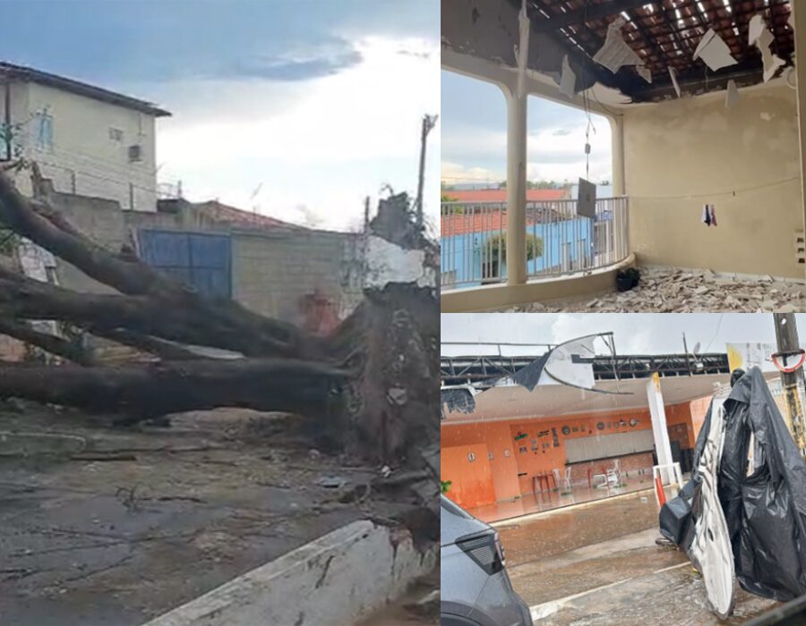 Chuva com granizo e vento arranca portões, teto de igreja e causa destruição no Piauí