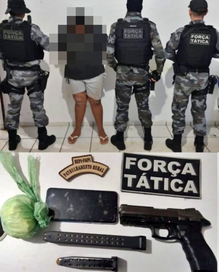 Força Tática apreende suspeito com Arma de uso restrito e substâncias ilícitas em Bom Jesus