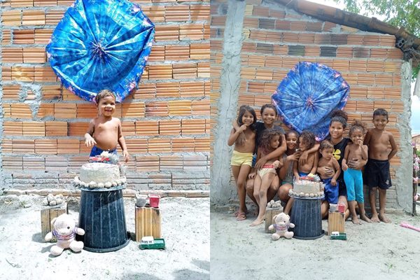 Vídeo: criança ganha bolo de aniversário de areia e comove internautas no Piauí