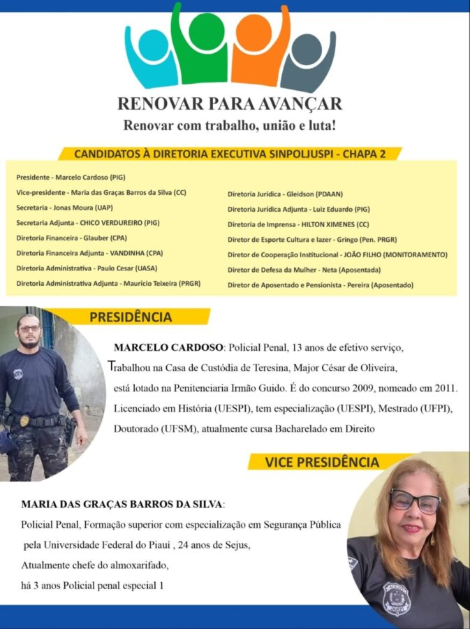 Eleições do SINPOLJUSPI: Duas Chapas Disputam Representação da Categoria