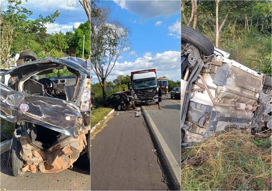 Quatro carros e um caminhão se envolvem em grave acidente no Piauí