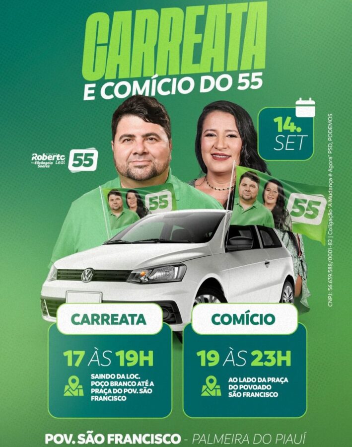 Eleições 2024: Roberto Leal agenda 1º Comício no Povoado São Francisco em Palmeira do Piauí