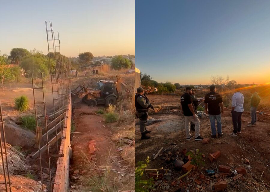 Polícia Militar interrompe construção irregular em área destinada a novo Batalhão em Bom Jesus (foto: Polícia Militar)