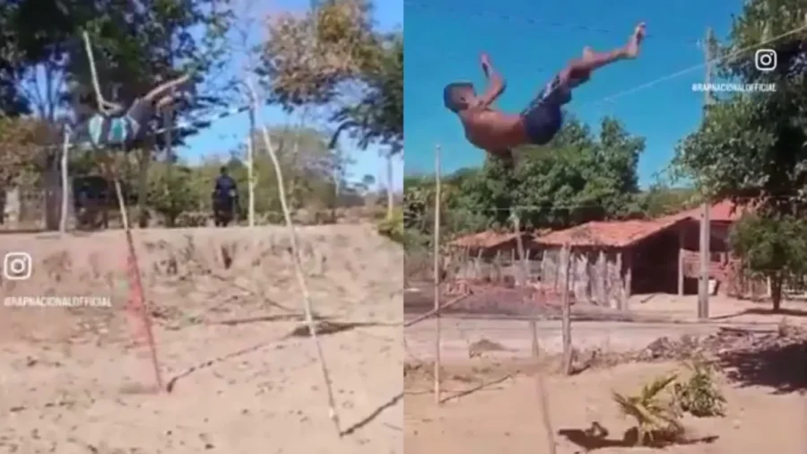 Piauiense viraliza treinando salto com vara em chão de terra; (vídeo)