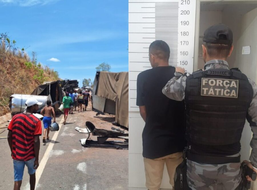 Acidente na BR-135 em Cristalândia, Sul do Piauí bloqueia rodovia e leva à prisão de foragido