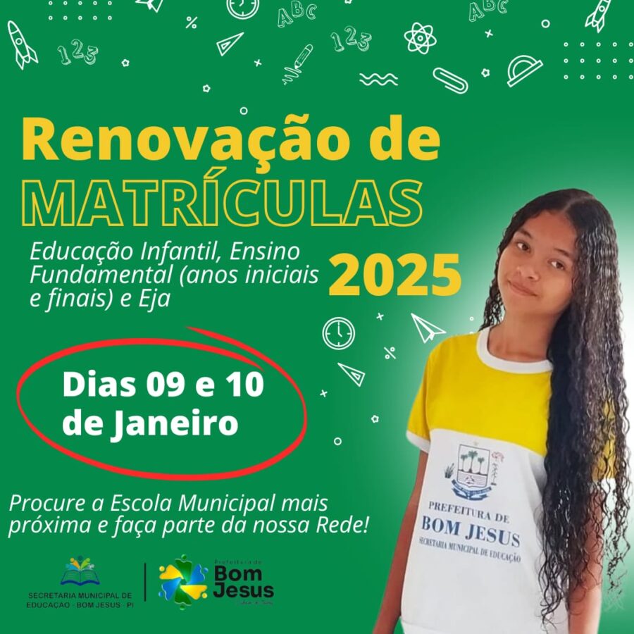 Período de Matrículas na Rede Municipal de Ensino de Bom Jesus-PI é anunciado: veja edital