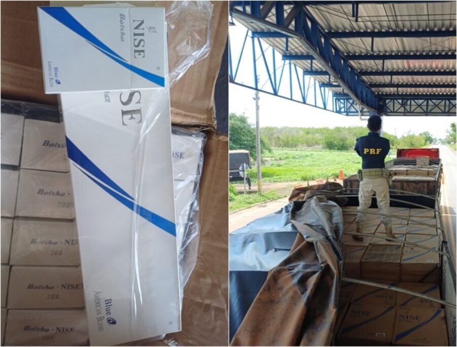 PRF apreende cerca de 400 mil cigarros contrabandeados no Piauí; condutor quebrou celular