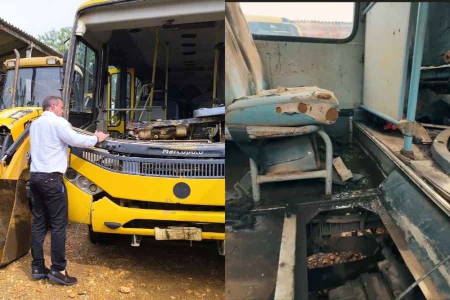 Prefeito de Curimatá encontra frota de ônibus escolares sucateados deixado pela gestão anterior