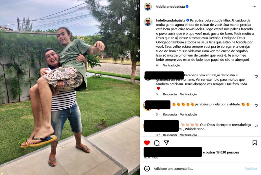 Pai de Whindersson Nunes comemora atitude do filho: “Hora de cuidar de você”