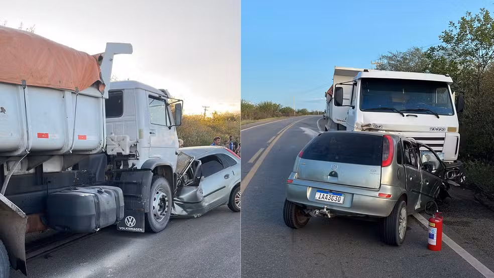 Homem morre preso às ferragens de carro após colisão frontal com caminhão no Sul do Piauí