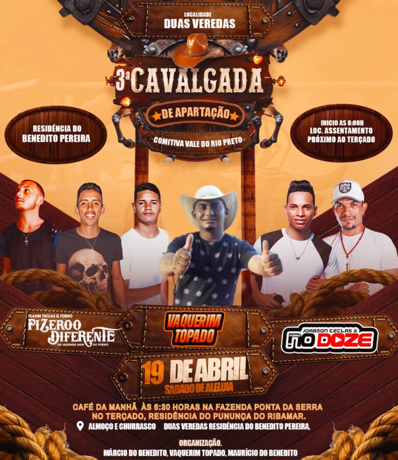 É Festa de Vaqueiro!🐎Vem aí a 3ª Cavalgada de Apartação do Vale do Rio Preto; (sábado de aléluia, dia 19)