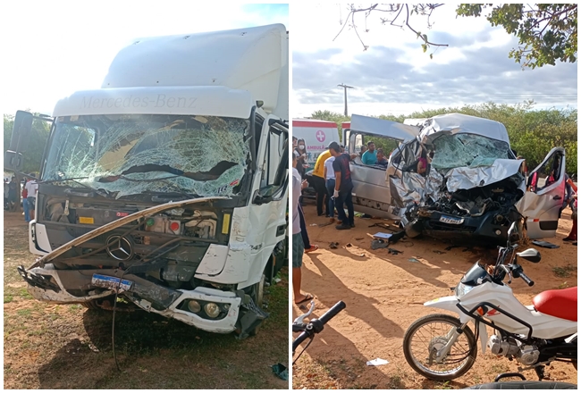 URGENTE: acidente entre van e caminhão deixa pessoas mortas e feridas em São Braz do Piauí