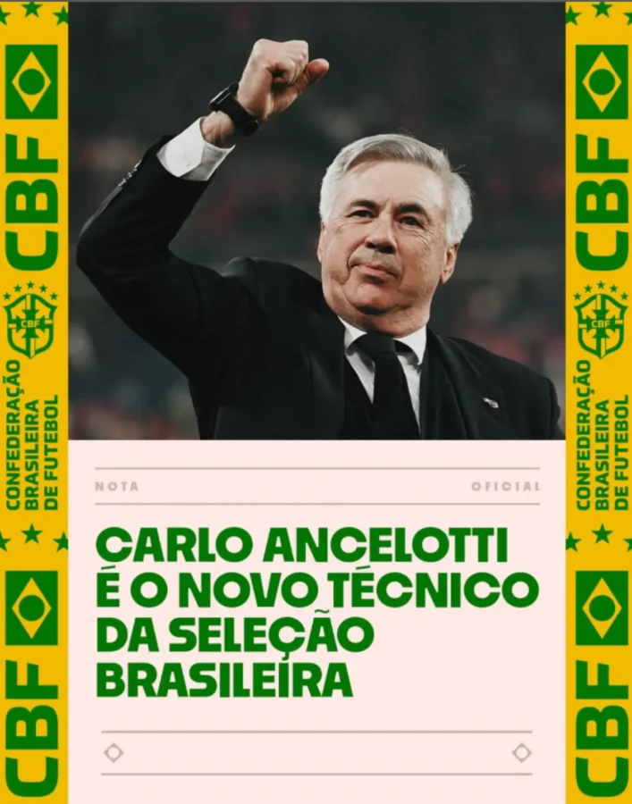 CBF anuncia Carlo Ancelotti como novo técnico da seleção brasileira