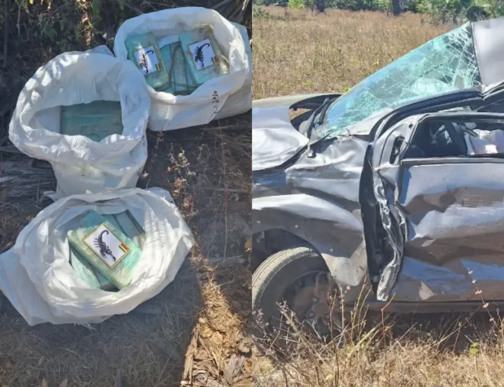Jovem bate carro, tenta esconder quase 70 kg de cocaína, mas é flagrado pela polícia no interior do PI