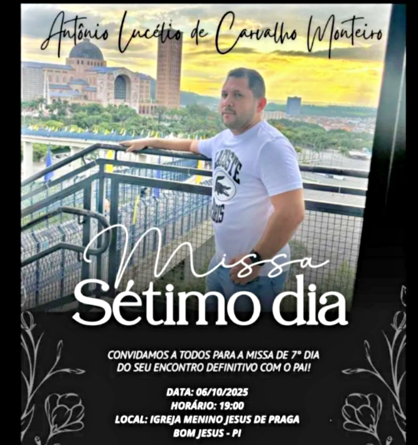 Missa de "sétimo dia" do médico Antônio Lucélio Monteiro será realizada hoje, (06), em Bom Jesus