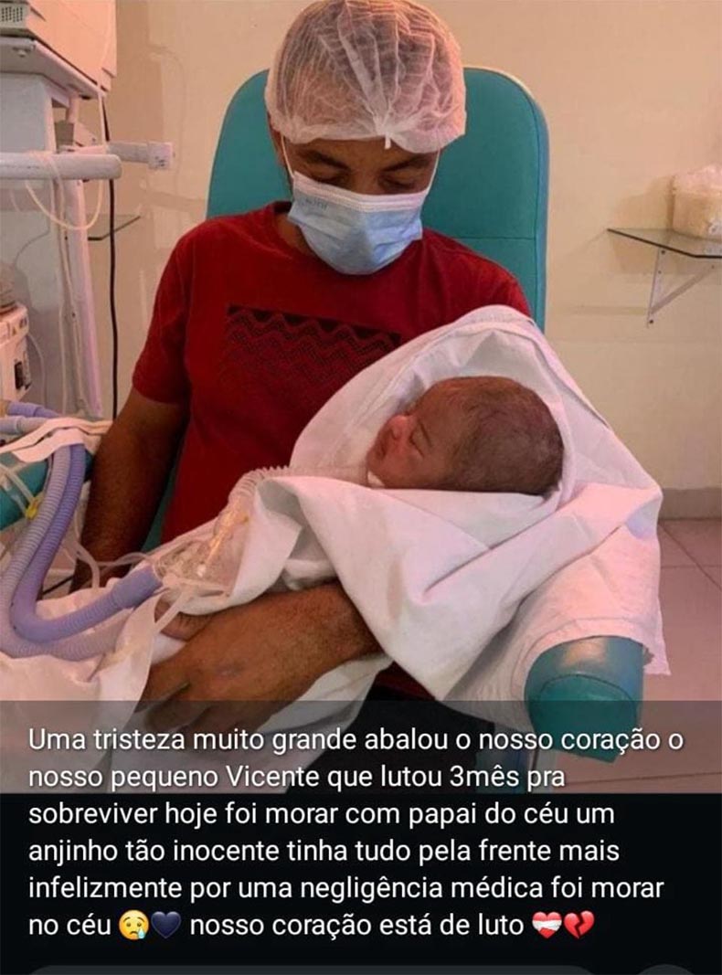 Morre bebê que ficou 3 meses em UTI após morte da mãe em parto com suspeita de negligência