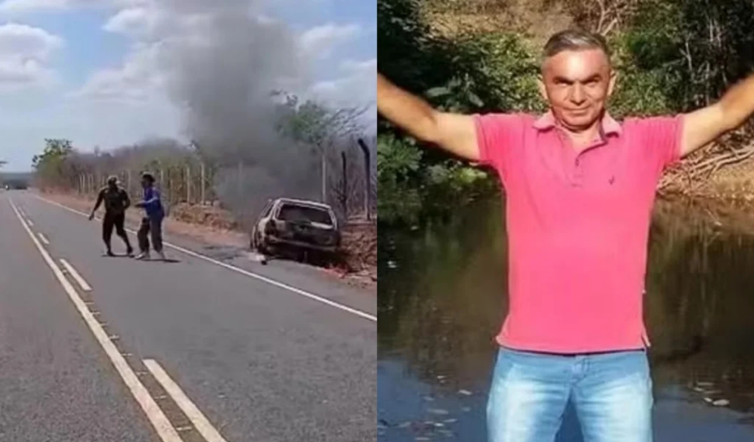 Homem morre carbonizado após carro colidir e pegar fogo na PI-234, em Ipiranga do Piauí
