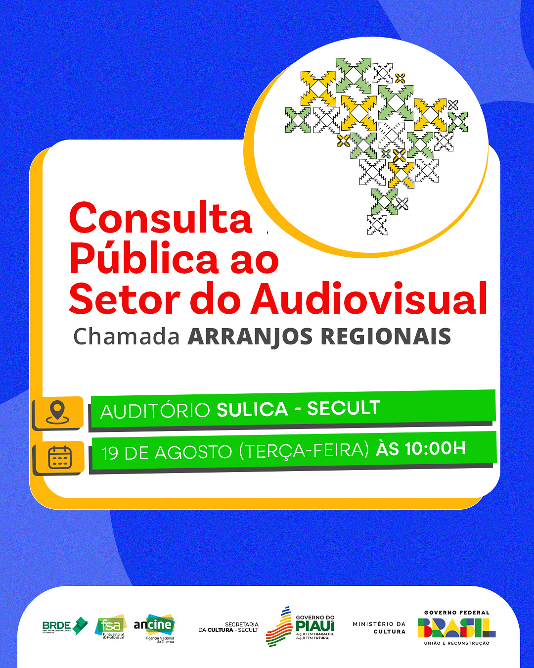 Secult realiza consulta pública sobre Arranjos Regionais do Audiovisual nesta terça (19)