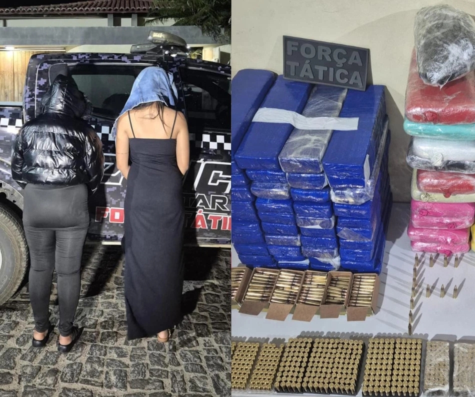 PM apreende arsenal com munições e 62 kg de drogas em ônibus em Paulistana