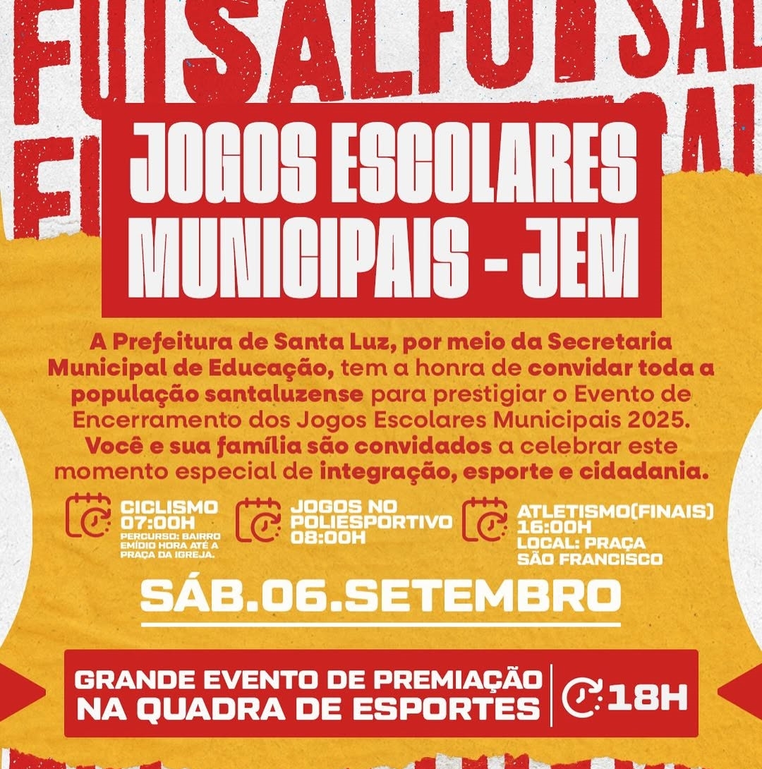 Santa Luz celebra o encerramento dos Jogos Escolares Municipais 2025 neste sábado
