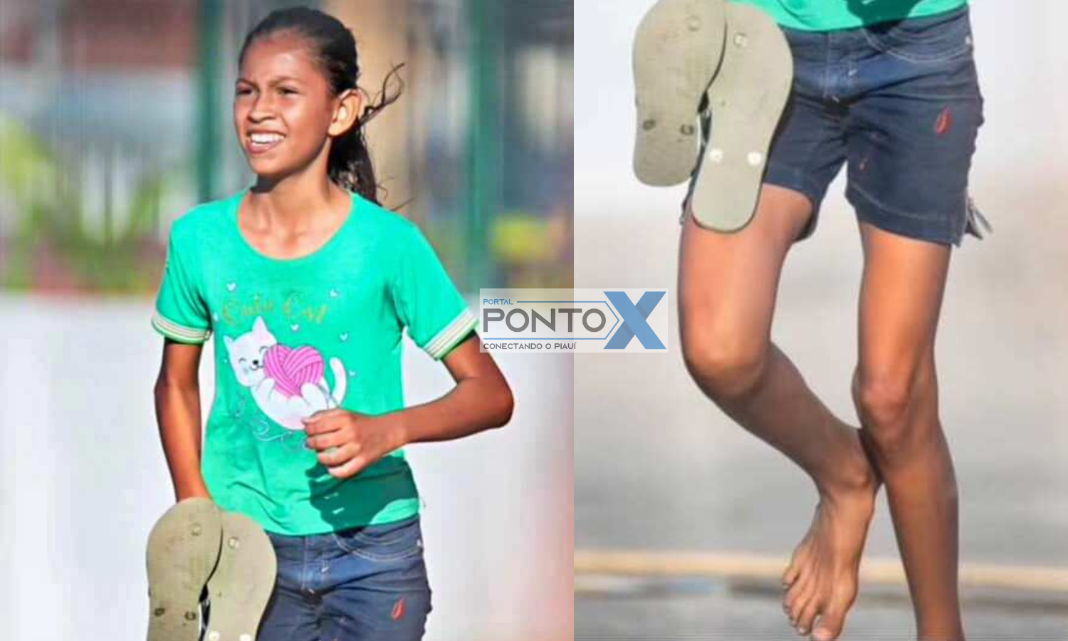 Determinação que inspira: menina de 11 anos emociona ao correr descalça em maratona no 7 de Setembro em Uruçuí
