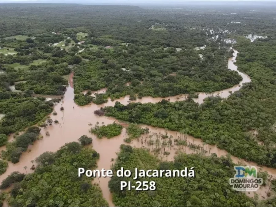 Cidade de Domingos Mourão (PI) após as fortes chuvas — Foto: Divulgação/Prefeitura de Domingos Mourão