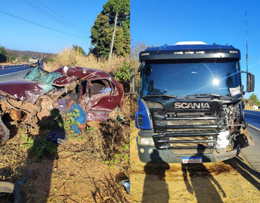 Homem morre após colisão frontal entre vaículo e carreta na BR-135 no Sul do Piauí (Foto: Divulgação)